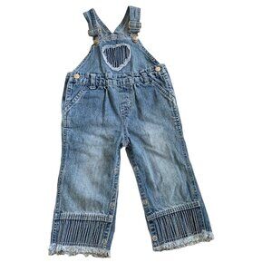 Vintage Bongo Light Wash Denim Frayed Overalls 18 Months